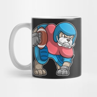 Bulldog at Sports with Football & Helmet Mug